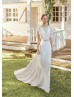 Flutter Sleeves Ivory Chiffon Chic Beach Wedding Dress